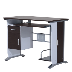 Homcom Scrivania Porta PC da Ufficio con Cassetti in Legno, 100x52x75cm, Colore noce