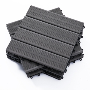 Outsunny Set Piastrelle per Esterno Incastrabili per Pavimentazione Grigio 11 Pezzi 30x30x2.2cm