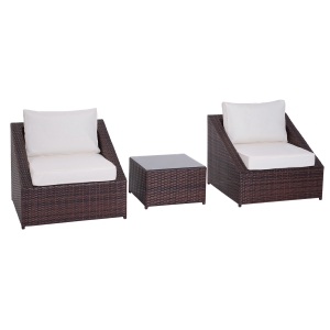Outsunny Set Mobili da Giardino in PE Rattan con Tavolino e 2 Poltrone