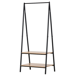 HOMCOM 2-Tier Garment Rack Storage Shelves Metal Coat Clothes Stand Shoes Storage Organisation shelves Open Wardrobe Freestanding Tidy Rail 64 x 42.5 x 149 cm