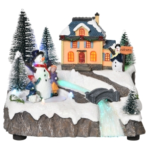 HOMCOM Villaggio Natalizio Luminoso con Movimento Decorazione di Natale con Luci LED
