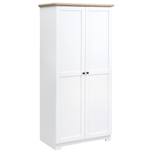 HOMCOM 172cm Wooden Storage Cabinet Cupboard With 2 Doors 4 Shelves White Living Room Bedroom Office