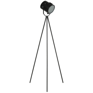 Lampadaire trépied industriel projecteur réglable métal noir