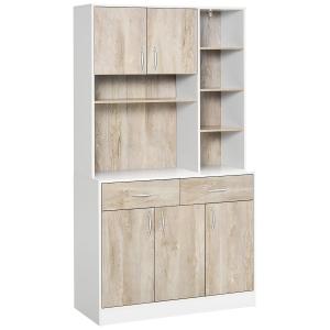 HOMCOM 180 cm Kitchen Pantry Buffet Server with Hutch Multi Storage Cupboard Cabinet Sideboard, Bookcase with Drawers for Living Room