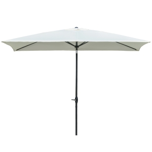Outsunny Ombrellone da Giardino Rettangolare 200x300cm Apertura a Manovella e Inclinazione Regolabile, Beige