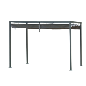 Outsunny 3 x 2m Metal Pergola Gazebo Patio Sun Shelter Grape Tent Retractable Canopy Grey