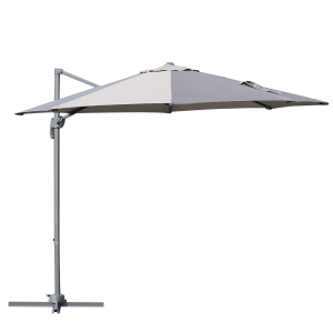 Outsunny 3 meter Patio Offset Roma Parasol Umbrella Cantilever Hanging Sun Shade Canopy Shelter 360° Rotation with Cross Base - Grey