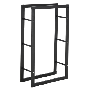 Homcom Etagère Porte Bois de Cheminée Noir 60 x 25 x 100 cm