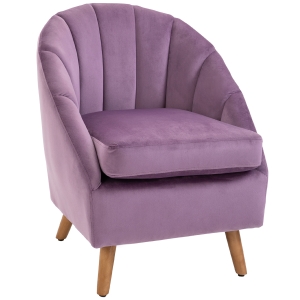 HOMCOM Velvet-Feel Seashell Accent Chair - Purple