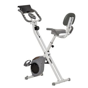Vélo d'appartement pliable écran multifonction blanc gris