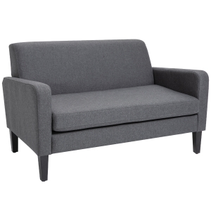 HOMCOM Modern Loveseat Upholstered Sofa Living Room & Hallway, Charcoal Grey