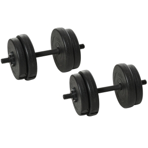 Ensemble d'haltères courtes total 20 Kg - barres incluses - acier HDPE noir