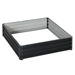 Outsunny Raised Garden Bed Box with Weatherized Steel Frame for Vegetables, Flowers, & Herbs, 120 x 120 x 30cm, Grey