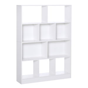 Bibliothèque meuble de rangement 5 niches + 5 étagères blanc