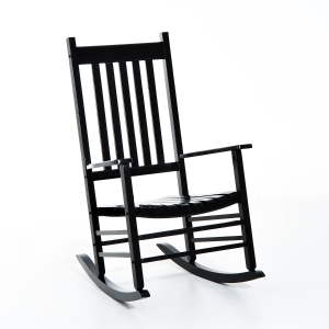 Outsunny Porch Rocking Chair, Poplar Wood, 69Wx86Dx115H cm-Black