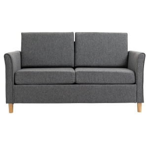 HOMCOM Double Seat Sofa Compact Loveseat 2 Seater Armrest Linen-touch Upholstery Grey