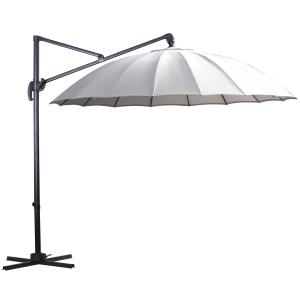 Parasol déporté rond inclinable rotatif 360° dim. Ø 3 x 2,4H m polyester