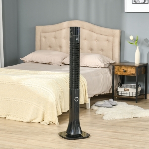HOMCOM 47" Anion Tower Fan Cooling for Bedroom with 3 Speed, 12h Timer, Oscillating, LED Display, Remote Controller, Black