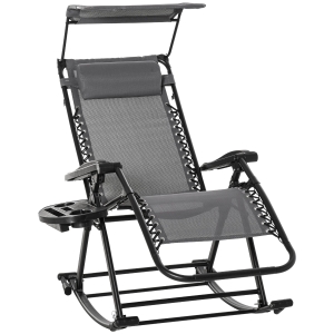 Outsunny Folding Recliner Chair Outdoor Lounge Rocker Zero-Gravity Seat w/ Adjustable
