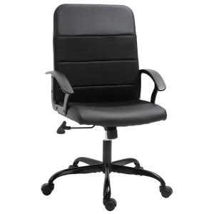 Vinsetto Sedia da Ufficio Ergonomica in Tessuto Nero Girevole con Ruote