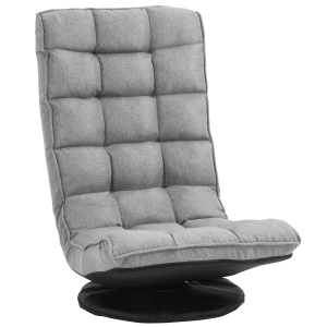 HOMCOM Folding Sofa Chair Recliner Swivel Base Adjustable Backrest Home Office Grey