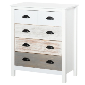 HOMCOM Schubladenschrank Beistellschrank mit 5 Schubladen Kommode MDF Tannenholz 70 x 38 x 85 cm