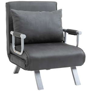 HOMCOM Suedette Adjustable Back Futon Sofa Chair - Dark Grey