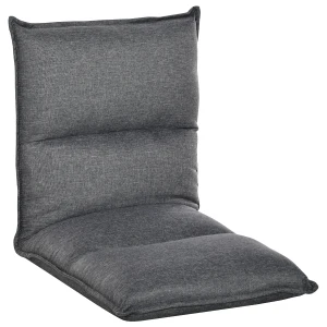 HOMCOM Foldable Padded Sofa with Adjustable Backrest Thick Seat Cushion Lazy Lounge Grey