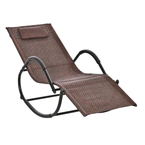 Outsunny Zero Gravity Rocking Lounge Chair w/ Pillow for Indoor & Outdoor Texteline Brown