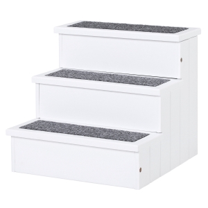 Escalier pour chien animaux 3 marches blanc gris