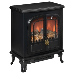 Cheminée électrique poêle style néo-rétro 1000/2000 W noir