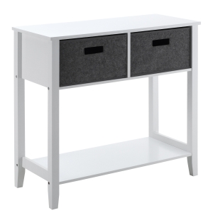 HOMCOM Mesa Consola Mesa de Entrada con 2 Cajones de Tela y 1 Estante de Almacenamiento Mueble Recibidor para Pasillo Salón 80x35x76 cm Blanco