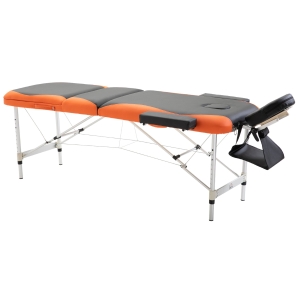 HOMCOM Lettino Massaggi Pieghevole, Portatile e Regolabile 185x60cm Nero e Arancione