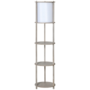 Lampadaire contemporain 3 étagères intégrées bois gris effet vieilli