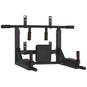 HOMCOM Barra de Dominadas de Pared con Almohadillas Barra de Pull Up de Acero Multifuncional para Fitness Entrenamiento en Casa Adultos Carga Máx. 120 kg 93x72x48 cm Negro