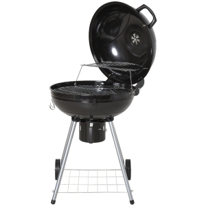 Outsunny Portable Kettle Charcoal Grill W/Wheels, 57Lx63Wx94H cm-Black/Silver