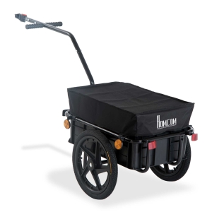 HOMCOM Remolque de Bicicleta Negro Acero con Reflectores Acero 144x59x80cm