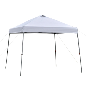 Outsunny Cenador Plegable 3x3m Portátil de Jardín con Bolsa de Transporte con Ruedas Acero para Exterior Fiestas Camping Blanco
