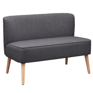 HOMCOM Two-Seater Linen-Look Sofa - Dark Grey