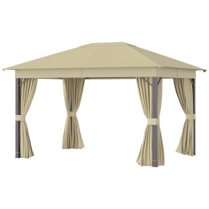 Outsunny Tonnelle barnum de jardin rectangulaire 4 x 3 m avec parois latérales - porte zippée - beige