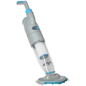 Outsunny Aspirateur de piscine électrique portable rechargeable avec brosse et cartouche filtrante, multi-vitesse, sans fil - gris et bleu