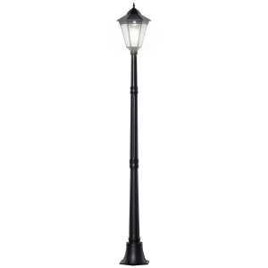 Outsunny Garden Lamp Post Light, IP44 Outdoor LED Solar Powered Lantern Lamp with Aluminium Frame for Patio, Pathway and Walkway, Black