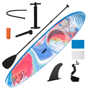Stand up paddle gonflable nombreux accessoires fournis PVC bleu rouge