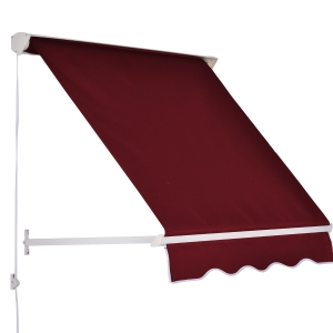 Outsunny Tenda da Sole a Caduta con Rullo Avvolgibile e Angolazione Regolabile 0-120°, 180×70cm, Rosso
