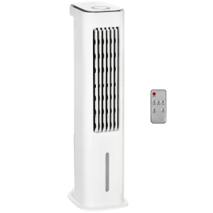 HOMCOM Ice Cooling Evaporative Air Cooler with Oscillation, 3 Modes, 3 Speeds, Remote Control, Timer, White