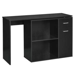 Homcom Bureau Informatique Modulable Tiroir Noir 117 x 82 x 74 cm