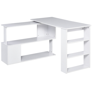 Homcom Bureau Informatique Modulable en Bois Blanc 120L x 110l x 74H cm