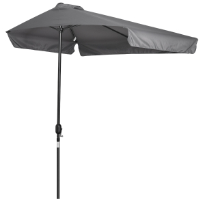 Outsunny Ombrellone Semicircolare da Terrazza e Giardino con Manovella, 230x130x249cm, Grigio