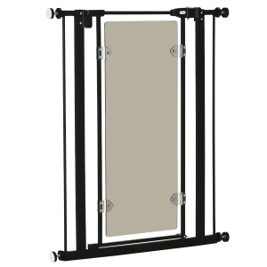 PawHut Pressure Fit Pet Safety Gate, Auto-Close Dog Barrier Stairgate, Double Locking, Acrylic Panel, for Doors, Hallways, Staircases, Openings 76-82 cm, Black