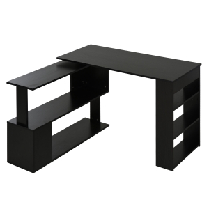 Homcom Bureau Informatique Modulable en Bois Noir 120L x 110l x 74H cm